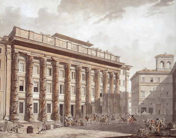 Jean-Francois Thomas, dit de Thomon (1759–1813). Ansicht des Hadriantempels in Rom, 1788